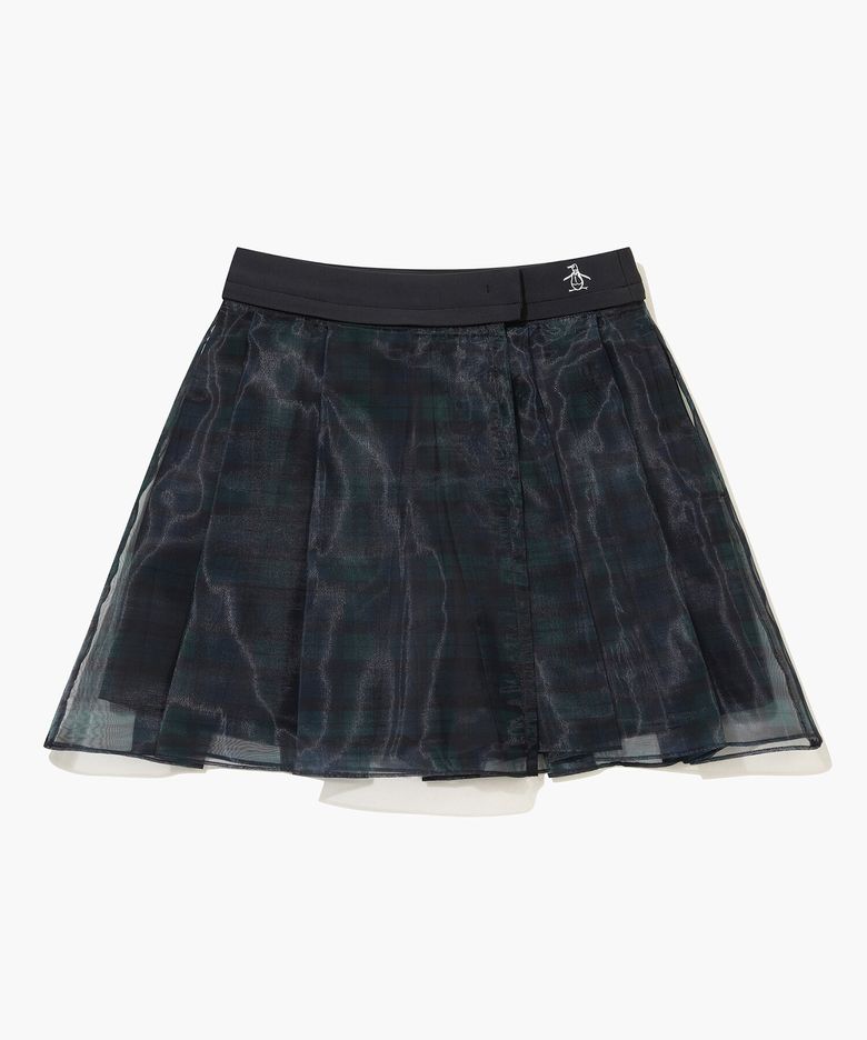 여성 체크패턴 메쉬 랩스커트 블랙 MR322PSK92