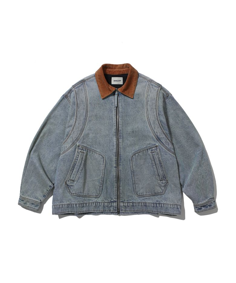 Denim Work Zip-Up Jacket - Washed Blue
