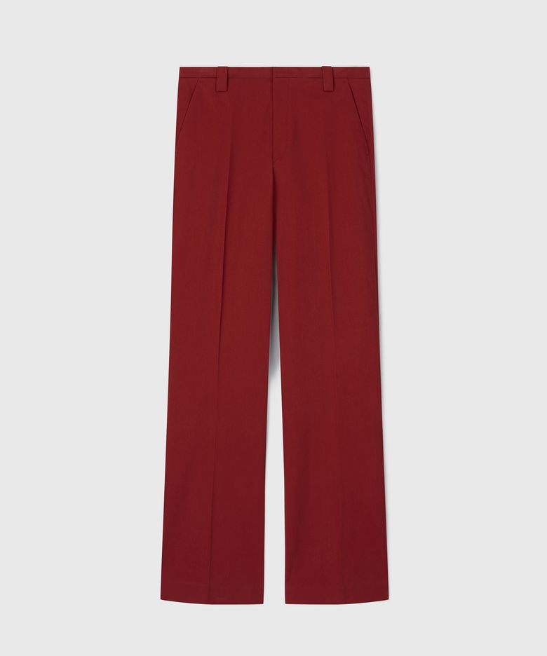 FLAT FRONT WIDE-LEG TROUSERS ROUGE