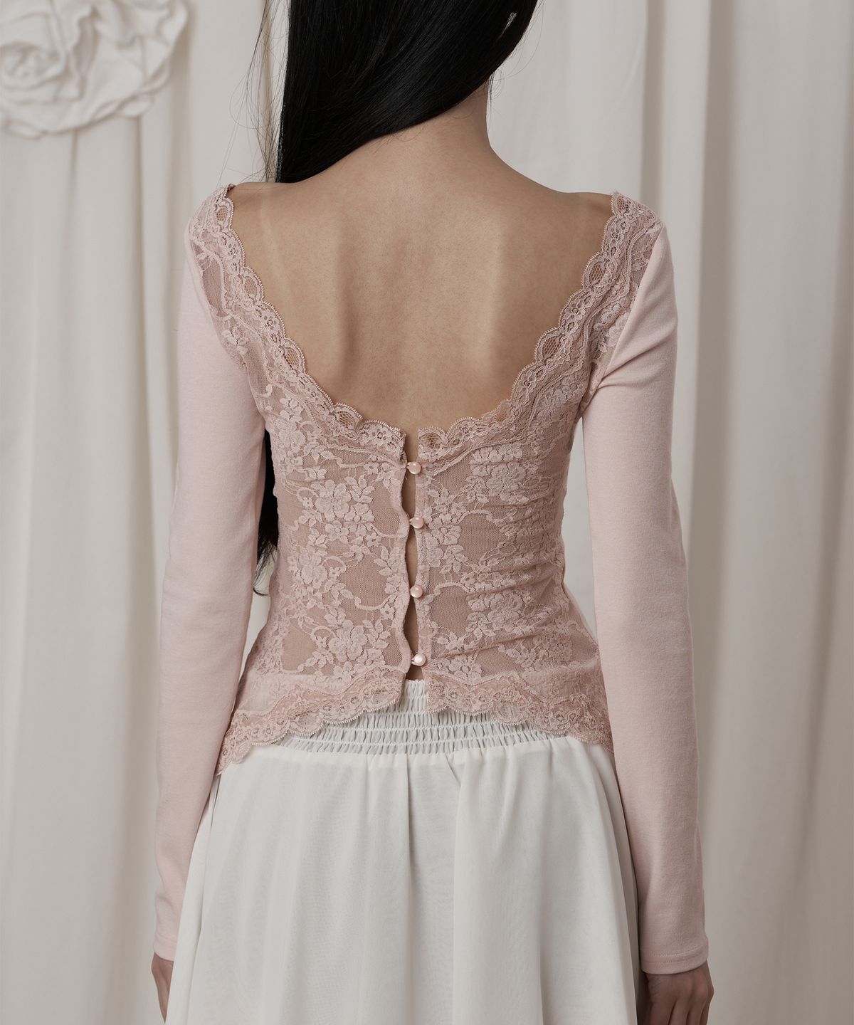 일리오(ILLIO) Pink Angela lace cardigan