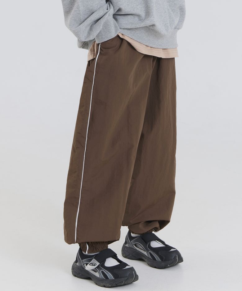 나일론 파이핑 조거 팬츠 (브라운)