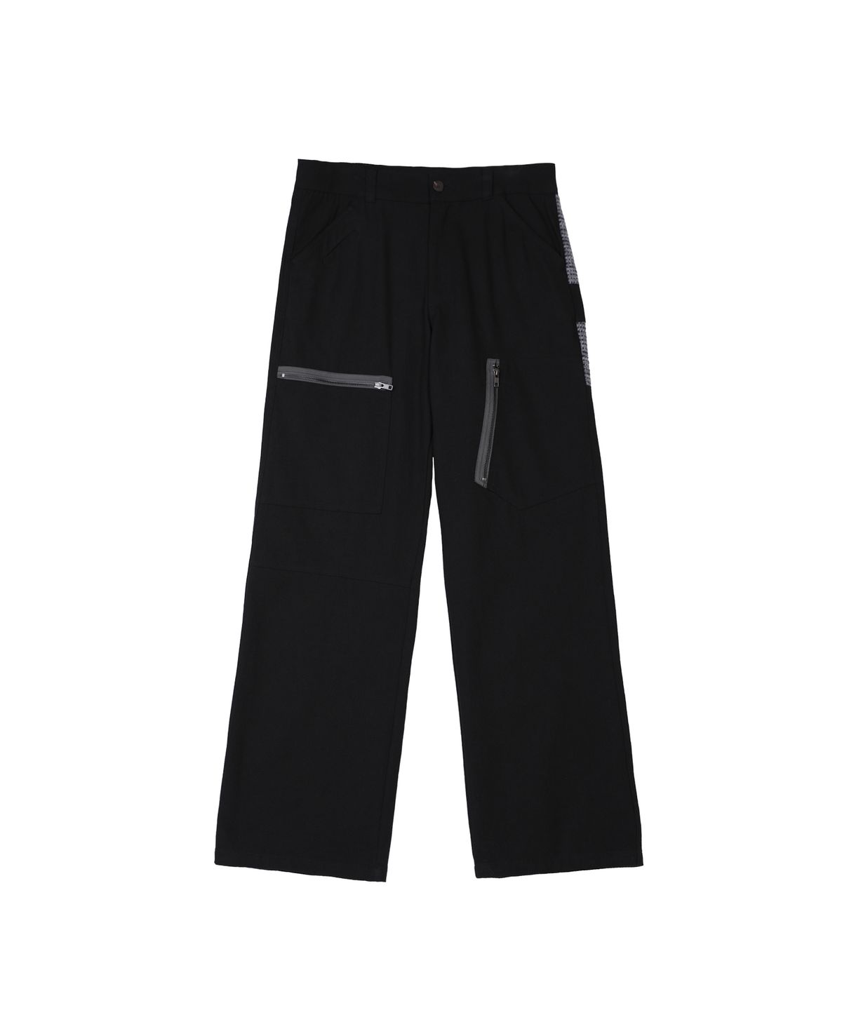 더뮤지엄비지터(THEMUSEUMVISITOR) KNIT PANEL CARGO PANTS (BLACK)