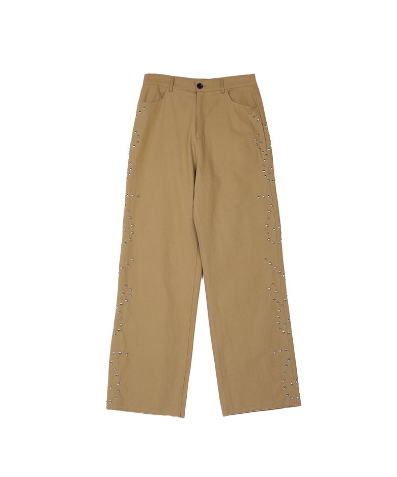 STUDDED COTTON PANTS (BEIGE)