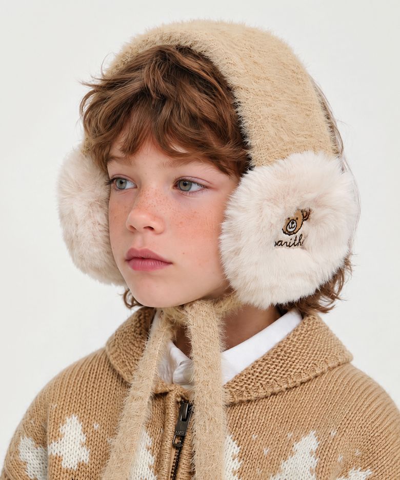 KIDS KNIT EAR MUFF beige