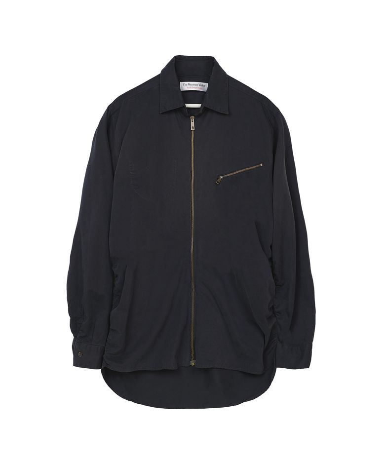 SHIRRING ZIP-UP SHIRT (NAVY)