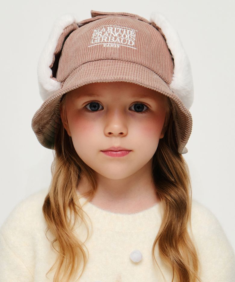 KIDS SMALL CLASSIC LOGO CORDUROY BUCKET HAT pink