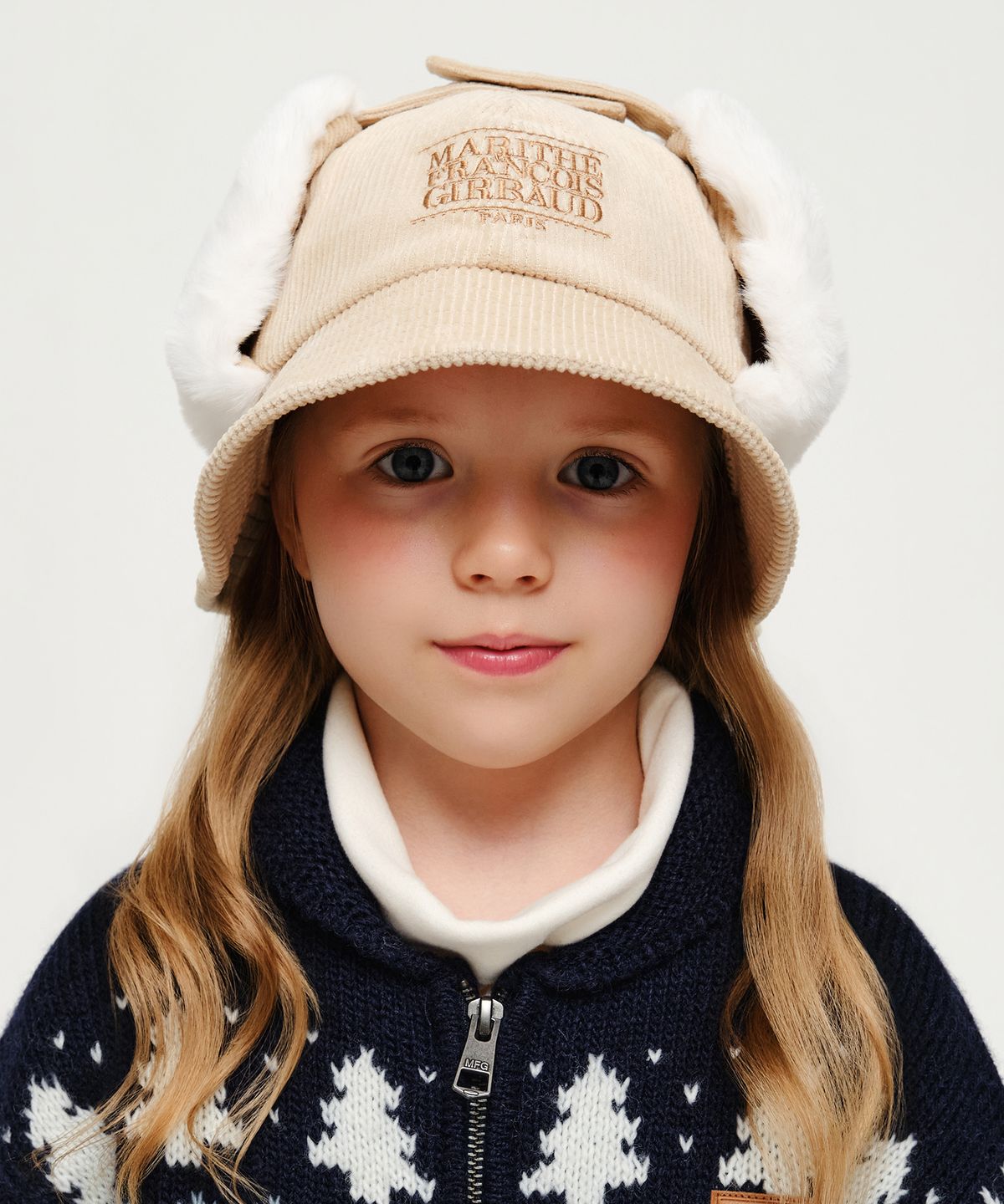 마리떼 키즈(MARITHÉ KIDS) KIDS SMALL CLASSIC LOGO CORDUROY BUCKET HAT beige