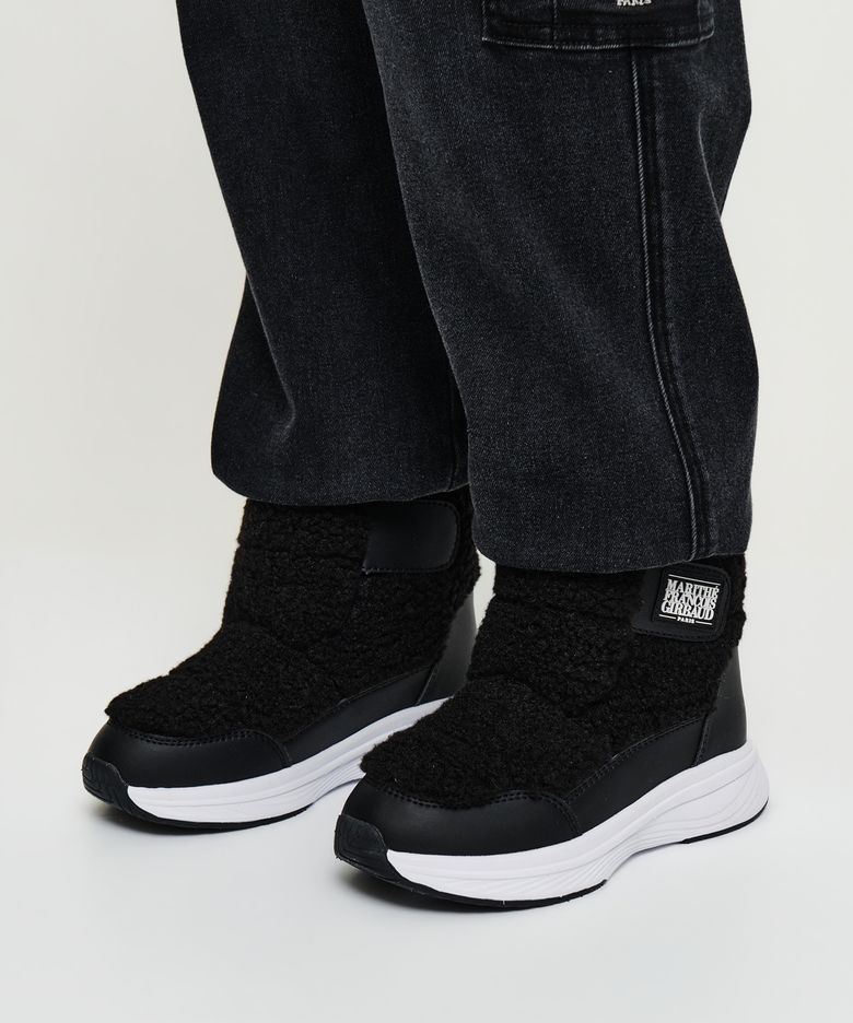 KIDS SHEARLING PADDING BOOTS black