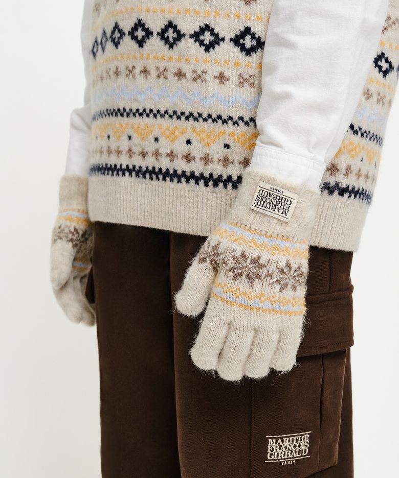 KIDS NORDIC PATTERN KNIT GLOVE oatmeal