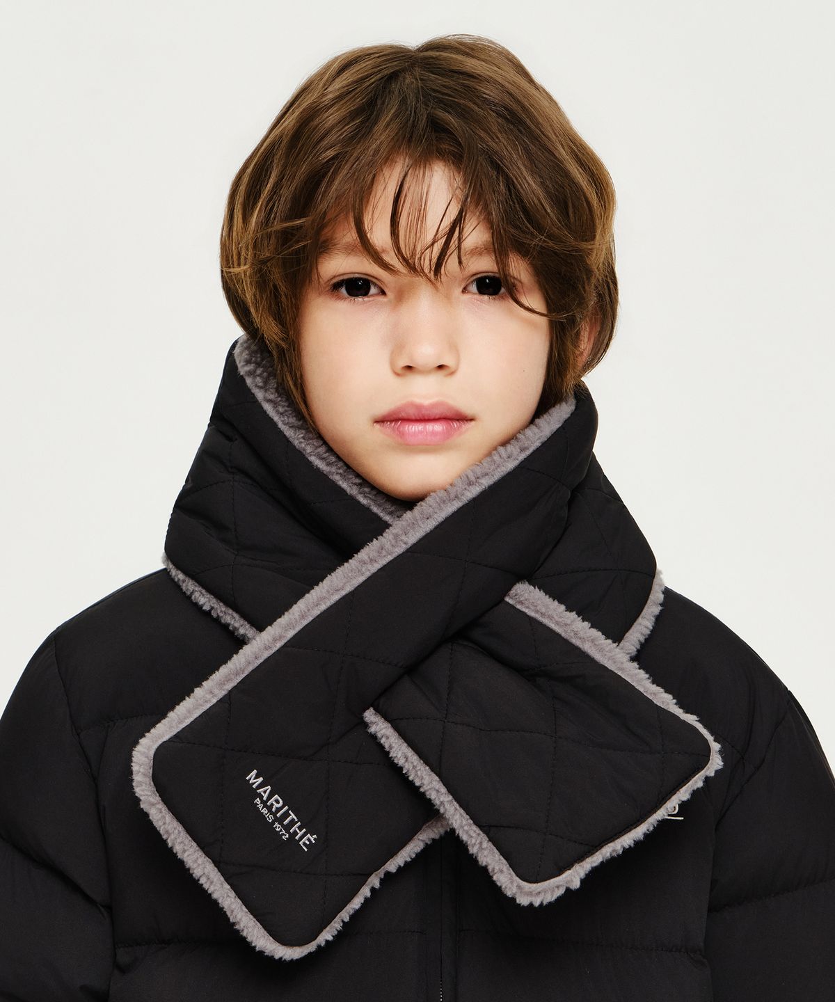 마리떼 키즈(MARITHÉ KIDS) KIDS CLASSIC LOGO REVERSIBLE MUFFLER black
