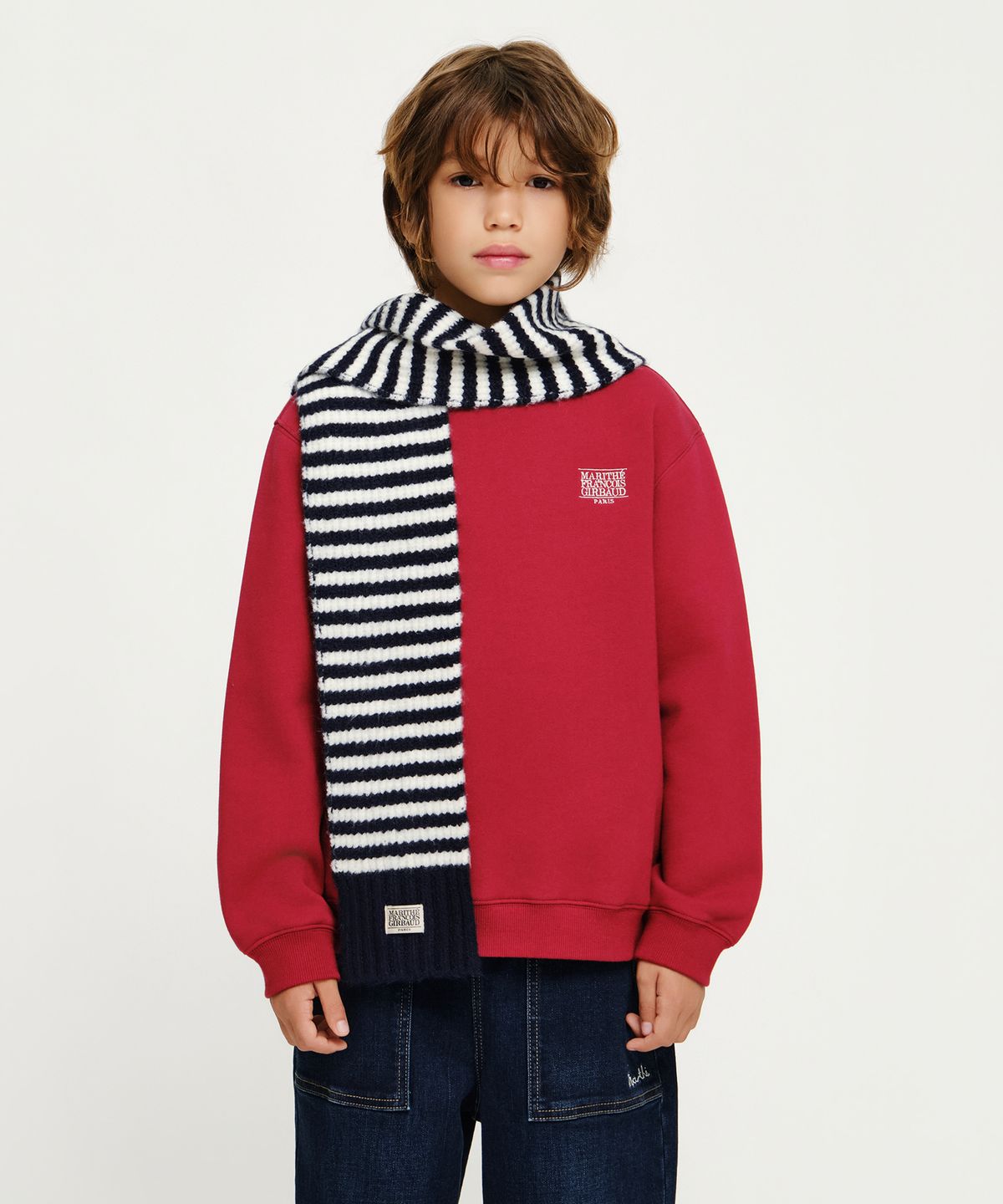 마리떼 키즈(MARITHÉ KIDS) KIDS CLASSIC LOGO KNIT MUFFLER stripe