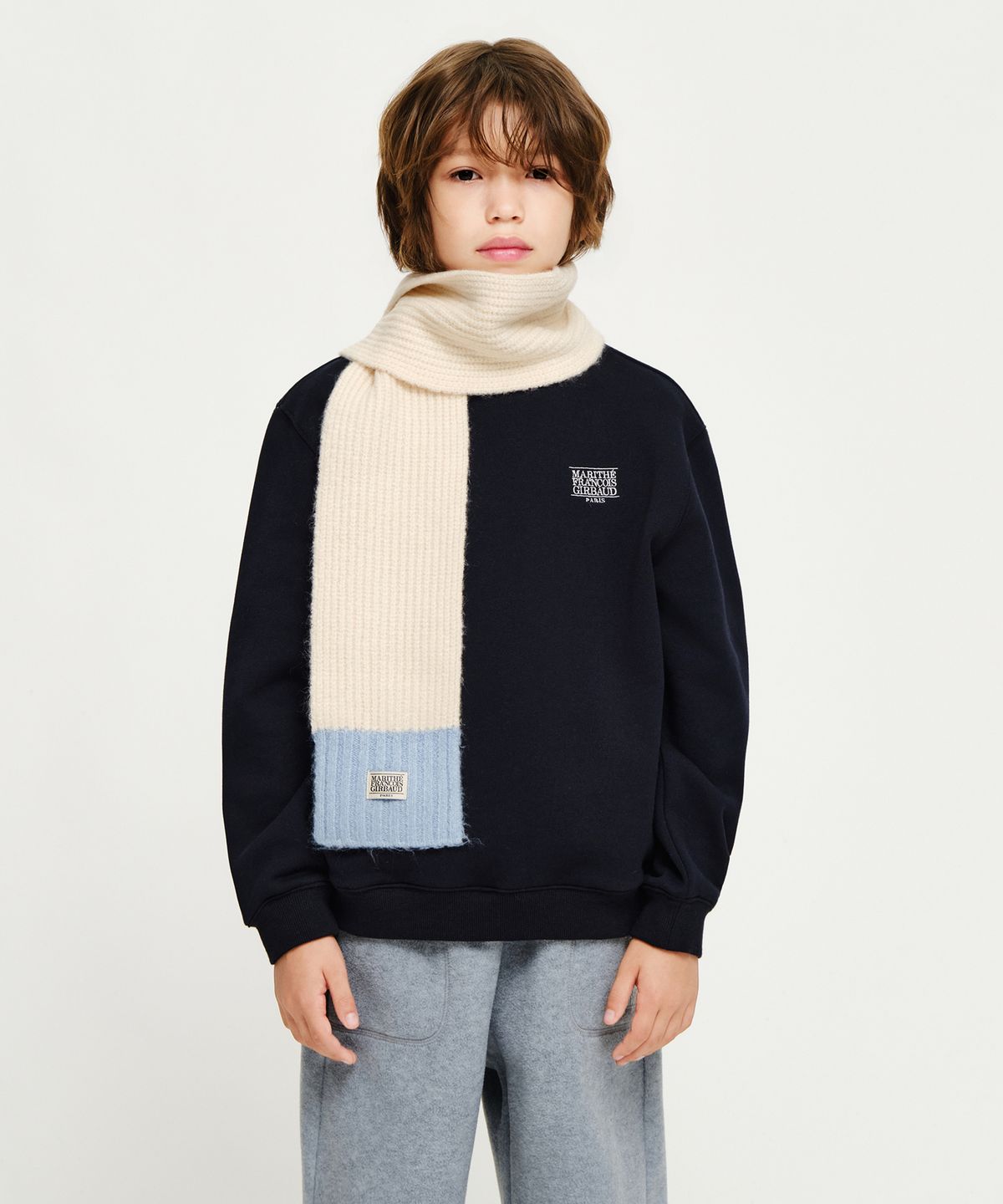 마리떼 키즈(MARITHÉ KIDS) KIDS CLASSIC LOGO KNIT MUFFLER cream