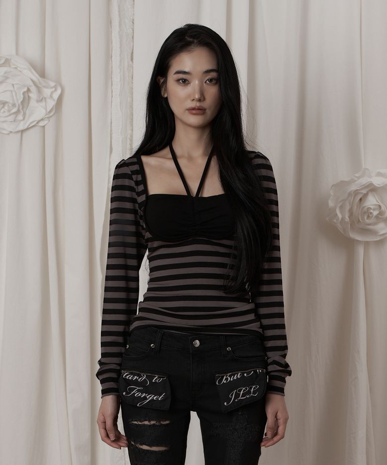 Dark gray stripe Giselle longsleeve