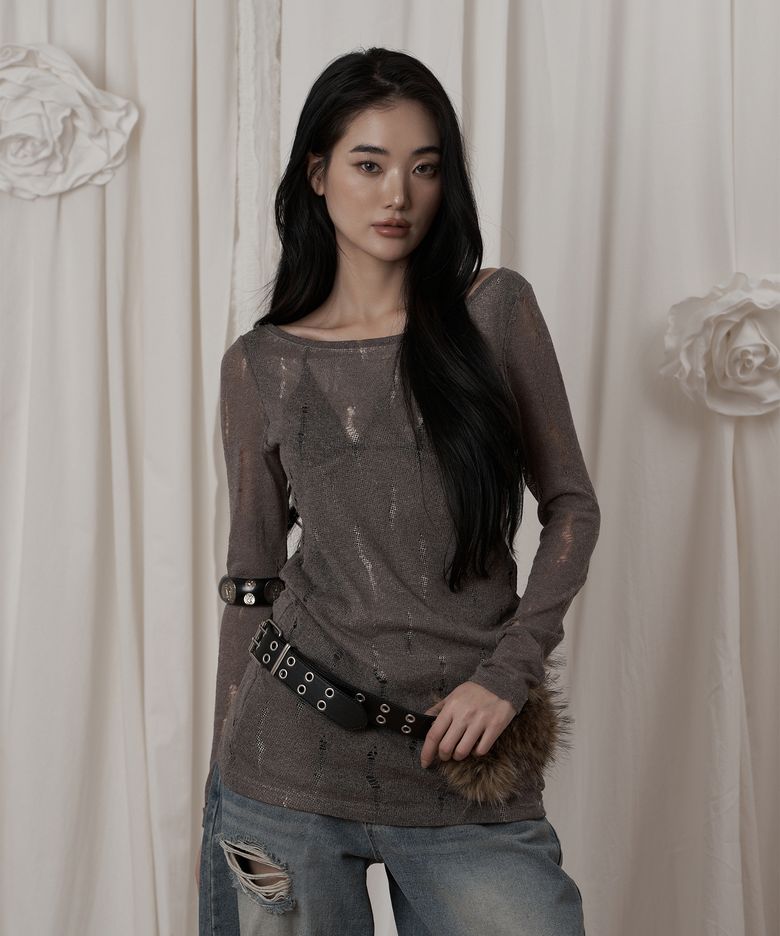Khaki My skin damage knit