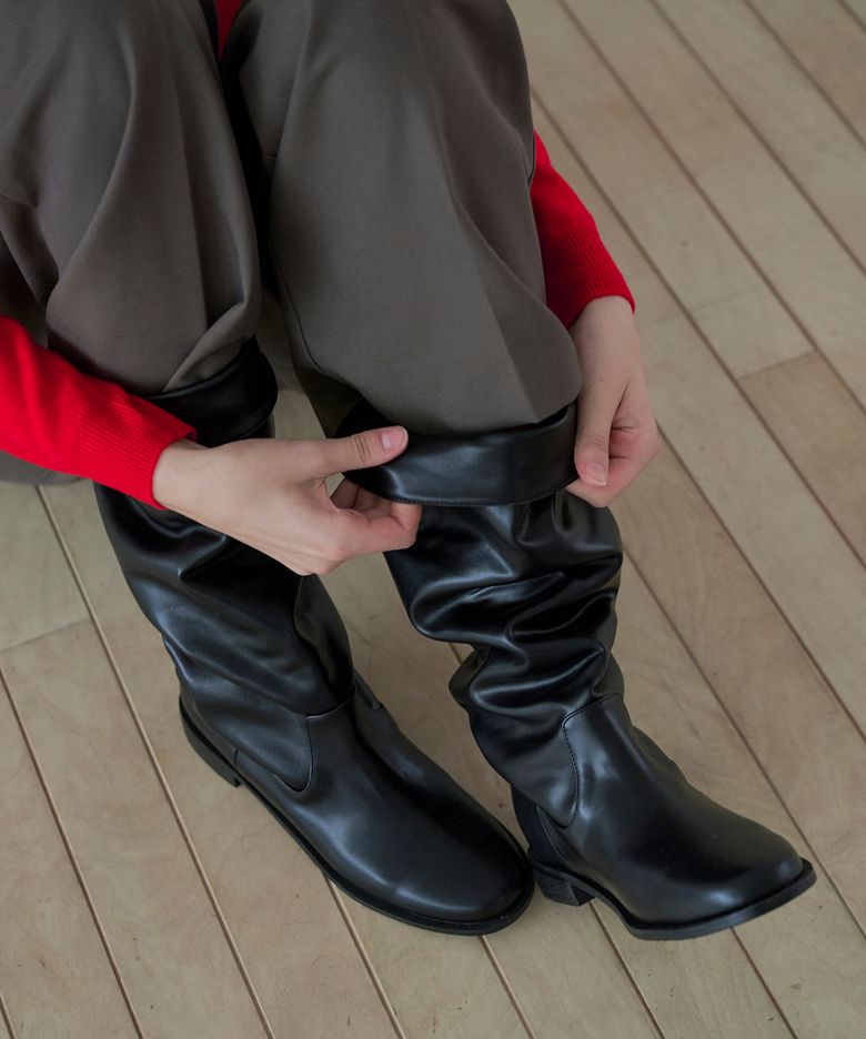 me1033 soft slouch collar long boots 소프트 슬라우치 롱부츠 3color