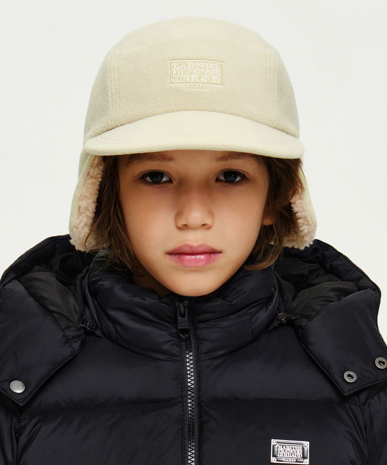 KIDS MICRO CLASSIC LOGO FLEECE EARFLAP CAP beige