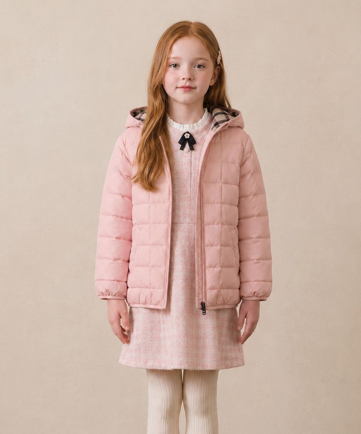 닥스키즈(DAKS KIDS) 후드 경량 덕다운 패딩 (라이트핑크) DVJU6D703M_LP