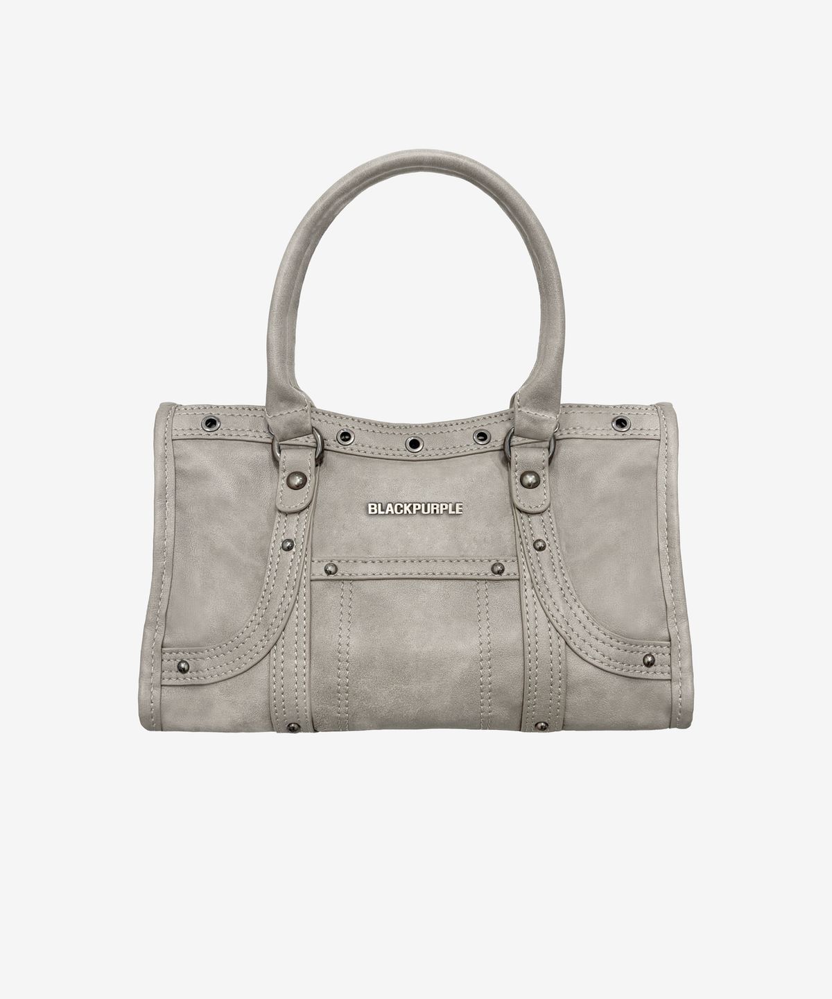 블랙 퍼플(BLACK PURPLE) 벨튼 로고 미니 토트백_스톤 그레이 Velton Logo Mini Tote Bag_Stone Gray