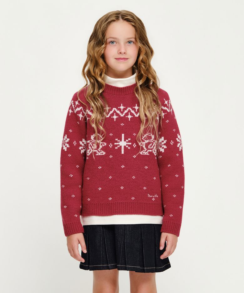 KIDS COWICHAN KNIT PULLOVER red