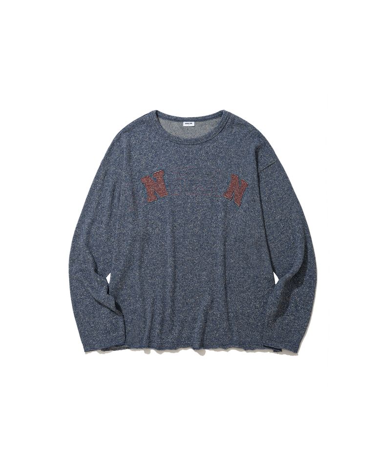 Nep Yarn Appliqué Long-Sleeve - Blue