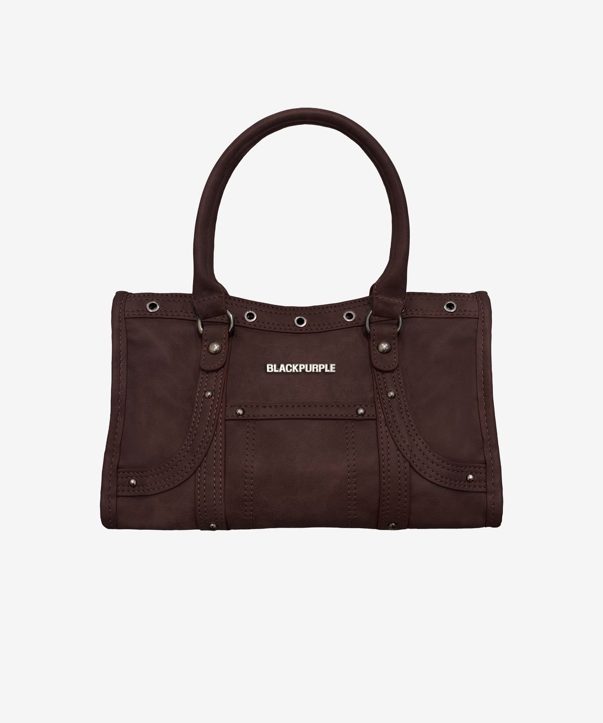 블랙 퍼플(BLACK PURPLE) 벨튼 로고 미니 토트백_레드 브라운 Velton Logo Mini Tote Bag_Red Brown