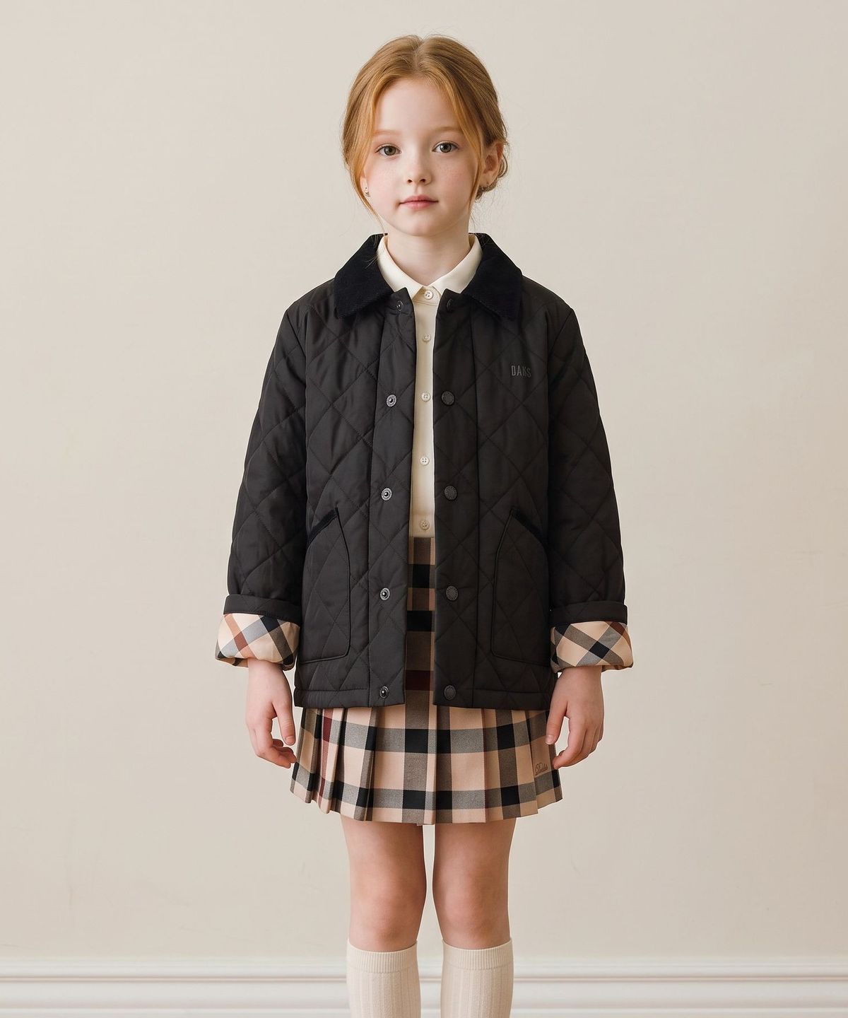 닥스키즈(DAKS KIDS) 코듀로이 넥 퀼팅 점퍼 (블랙) DVJU6D701M_BK