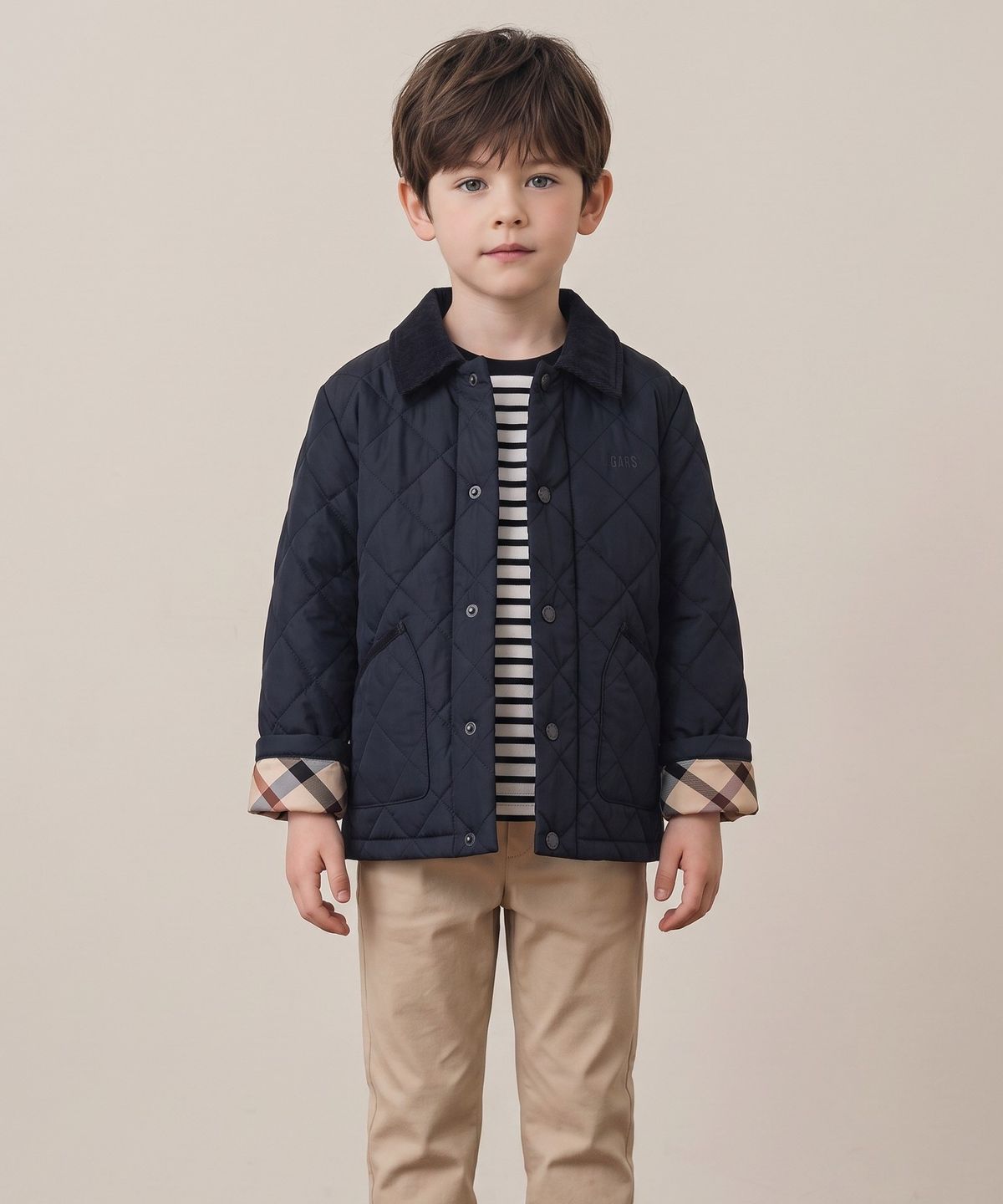 닥스키즈(DAKS KIDS) 코듀로이 넥 퀼팅 점퍼 (다크네이비) DVJU6D701M_DN