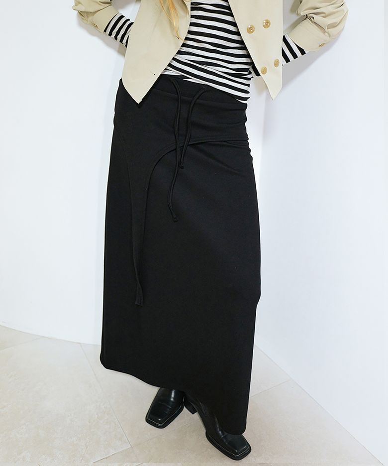 Layered Panel Maxi Skirt_Black