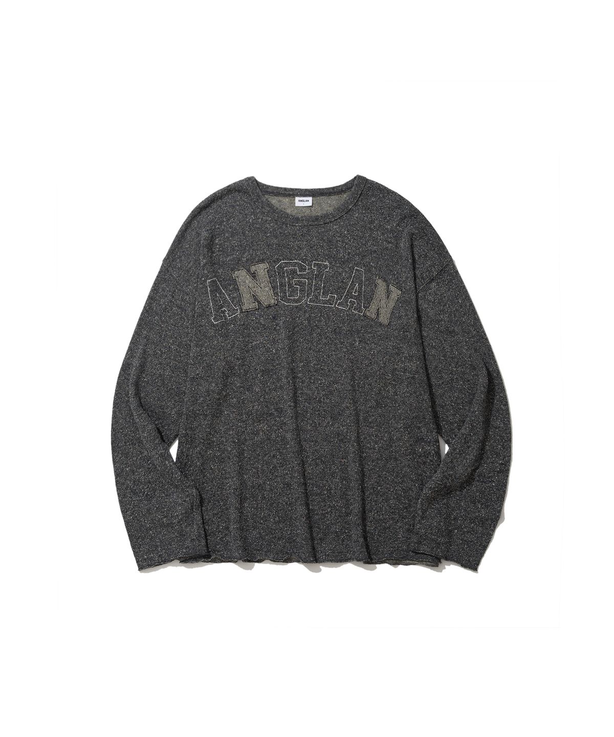 앵글런(ANGLAN) Nep Yarn Appliqué Long-Sleeve - Charcoal