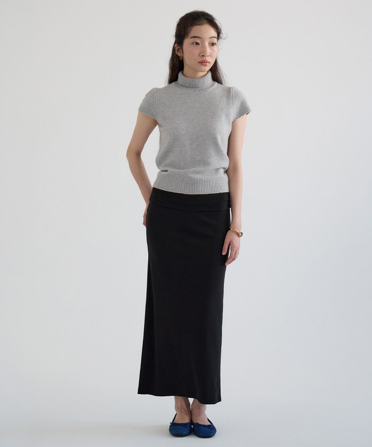 살롱 드 욘(SALON DE YOHN) Relax Straight Long Skir_Black