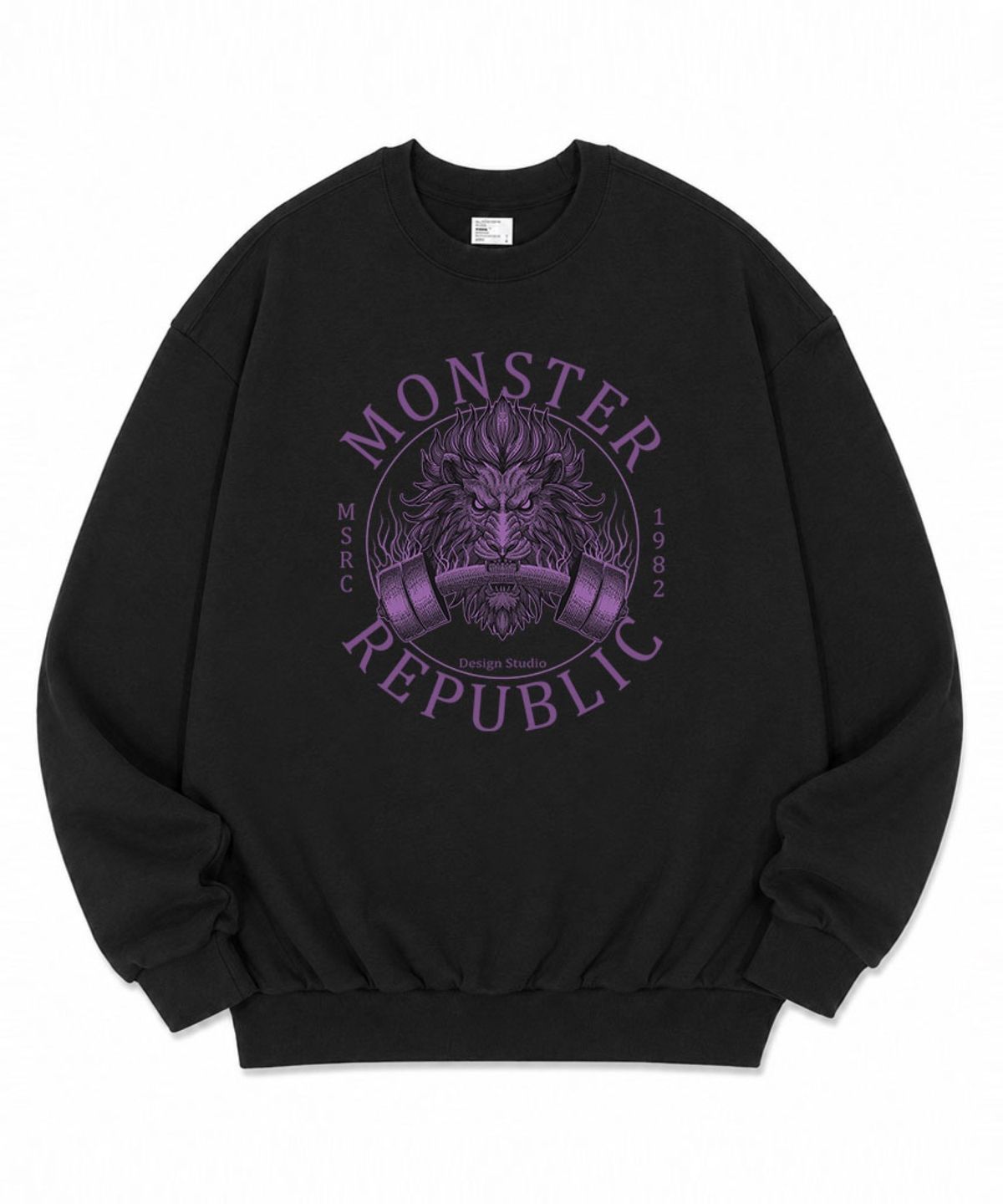 몬스터리퍼블릭(MONSTER REPUBLIC) 비스트 퍼플 오버핏 맨투맨 블랙