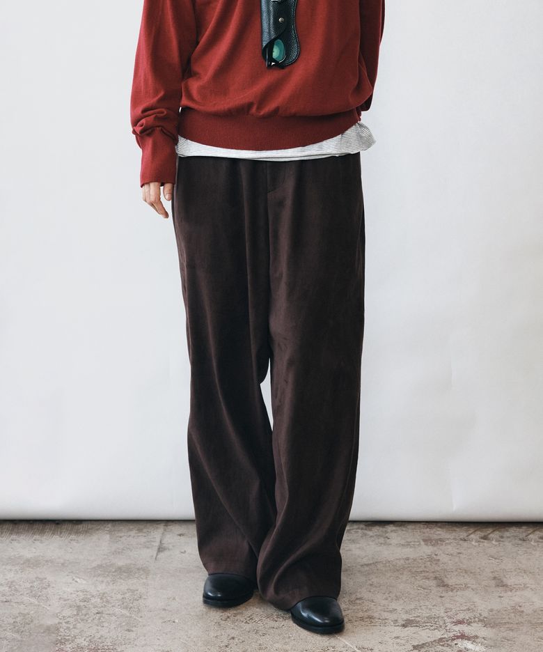 Faux Suede Relaxed Pants - Brown