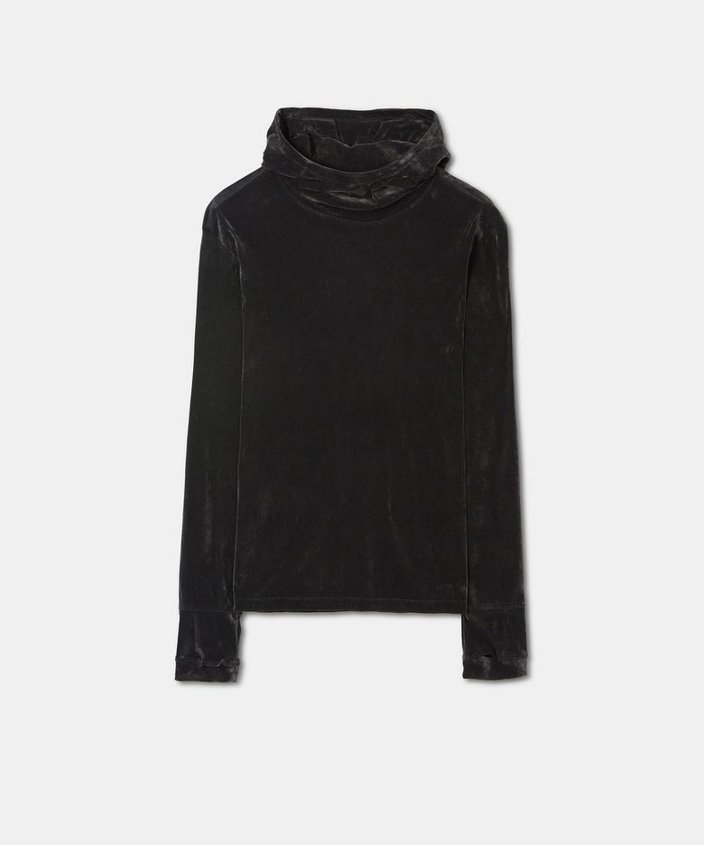 W Sian high-wrap hoodie dusk coal