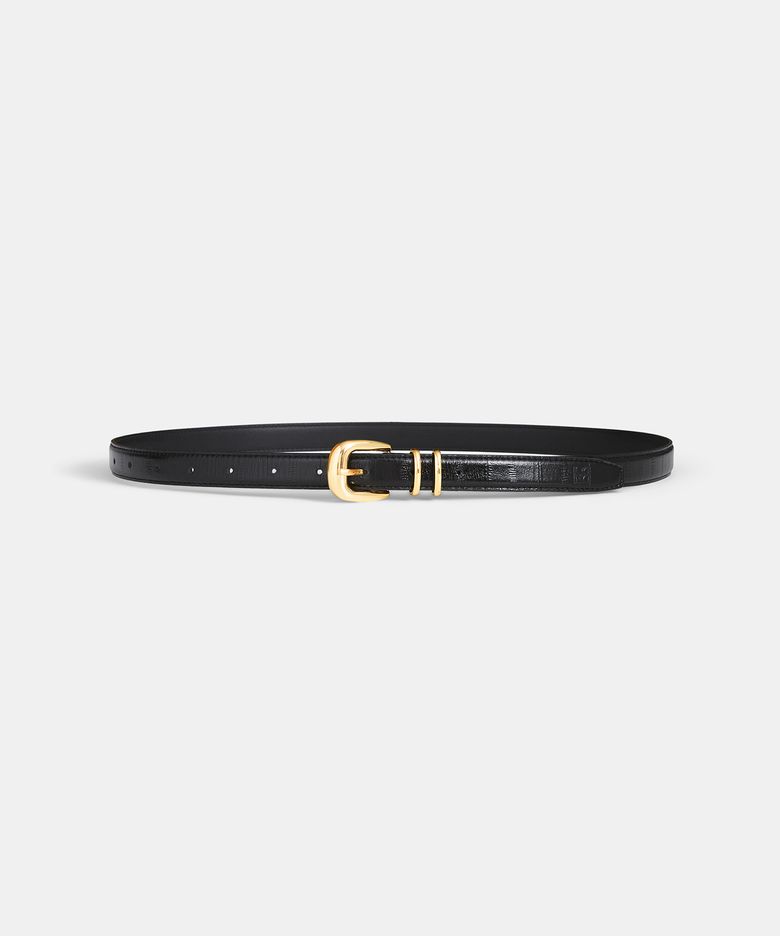 Elton double keeper eelskin belt black