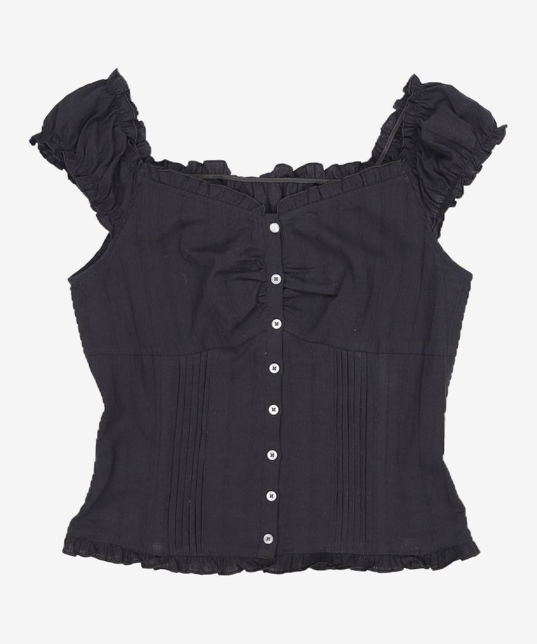 Frill Cap Sleeve Blouse M