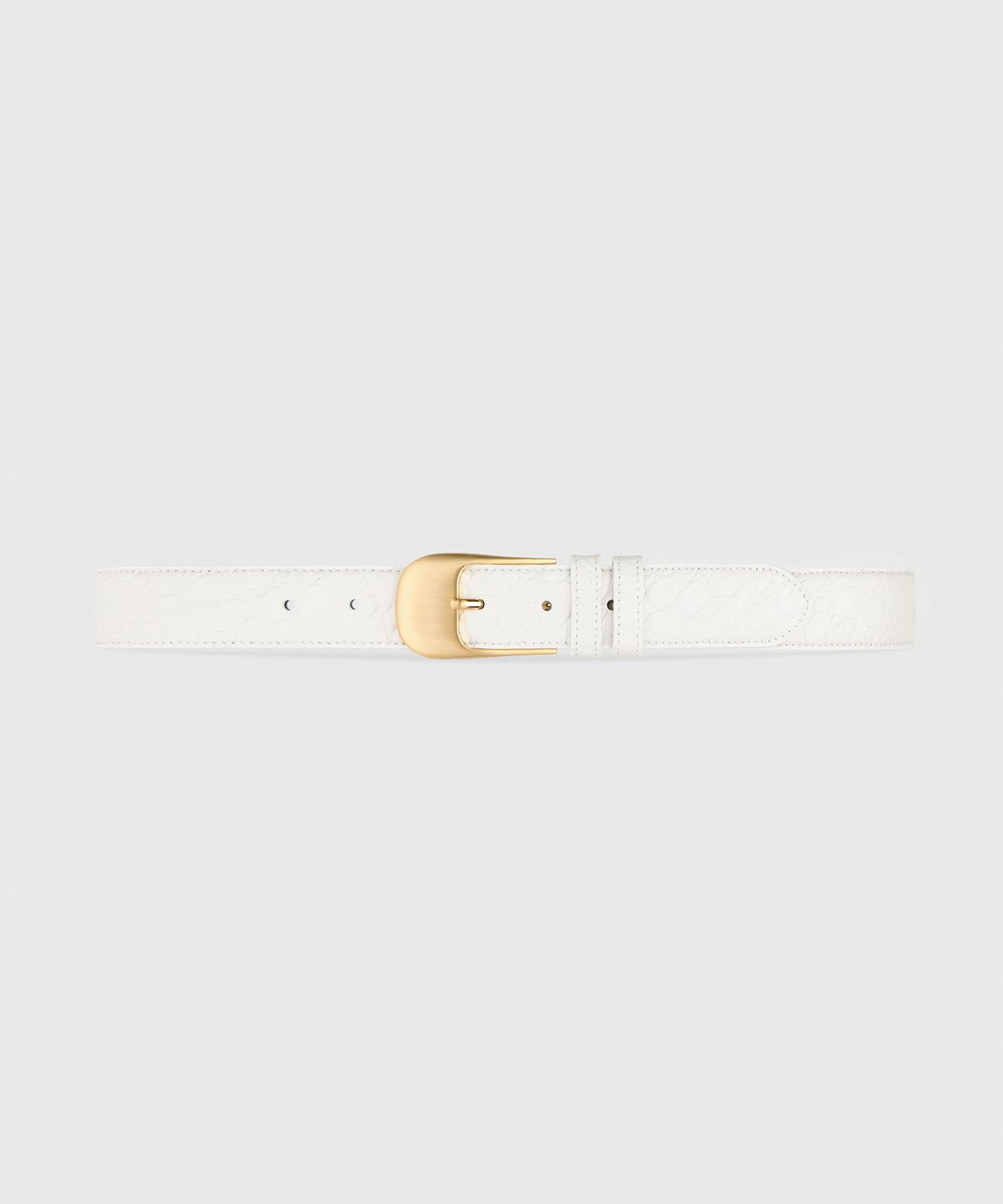 타일레(TAILLE) OMBRA BUCKLE BELT WHITE CROCO GOLD