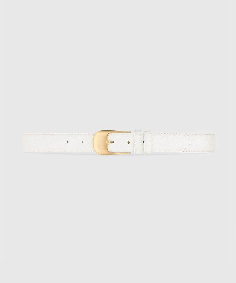 OMBRA BUCKLE BELT WHITE CROCO GOLD