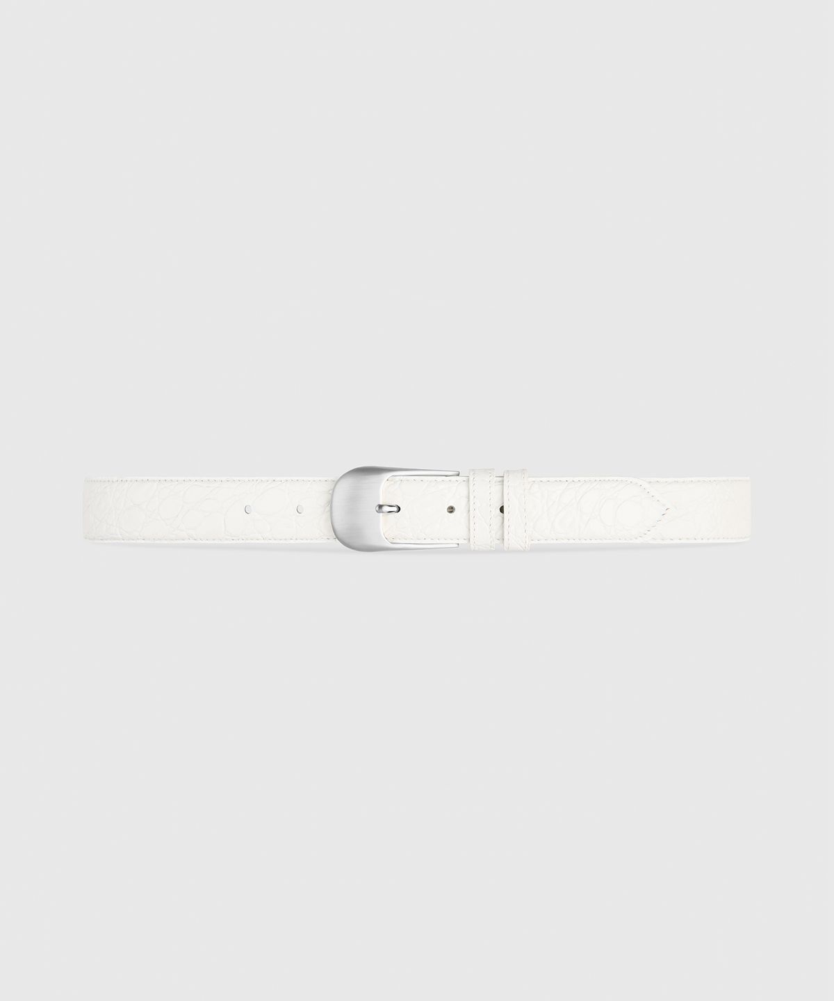 타일레(TAILLE) OMBRA BUCKLE BELT WHITE CROCO SILVER