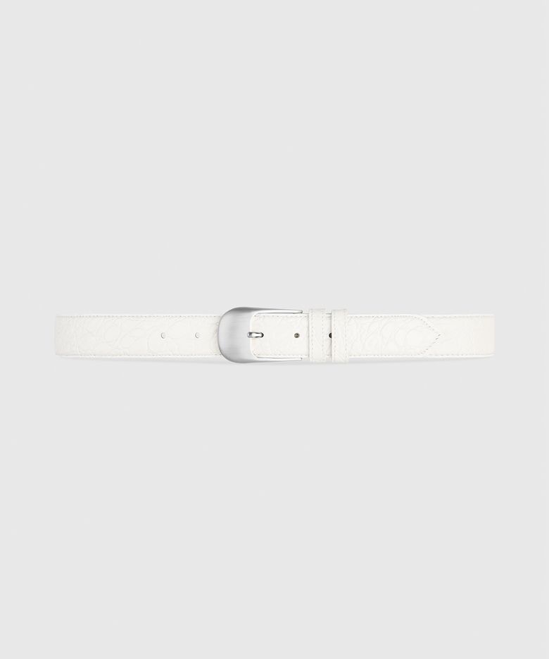 OMBRA BUCKLE BELT WHITE CROCO SILVER