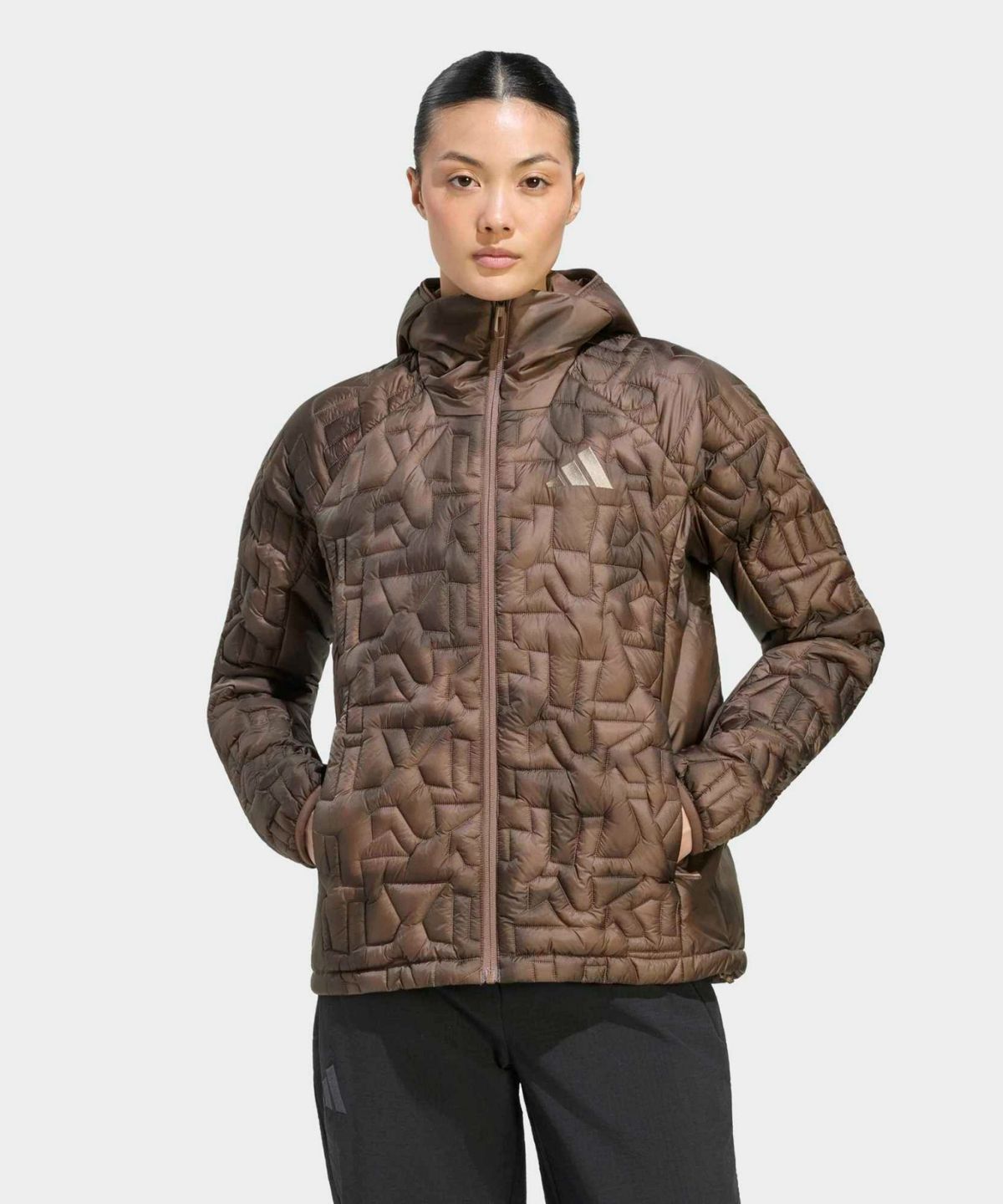 아디다스(ADIDAS) 테렉스 엑스페리어 프리마로프트 후드 경량 재킷 - 얼스스트라타:다크브라운 / KF6909