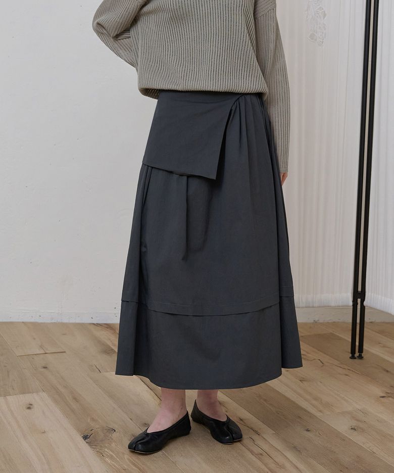 Layered Long Skirt_Charcoal Grey