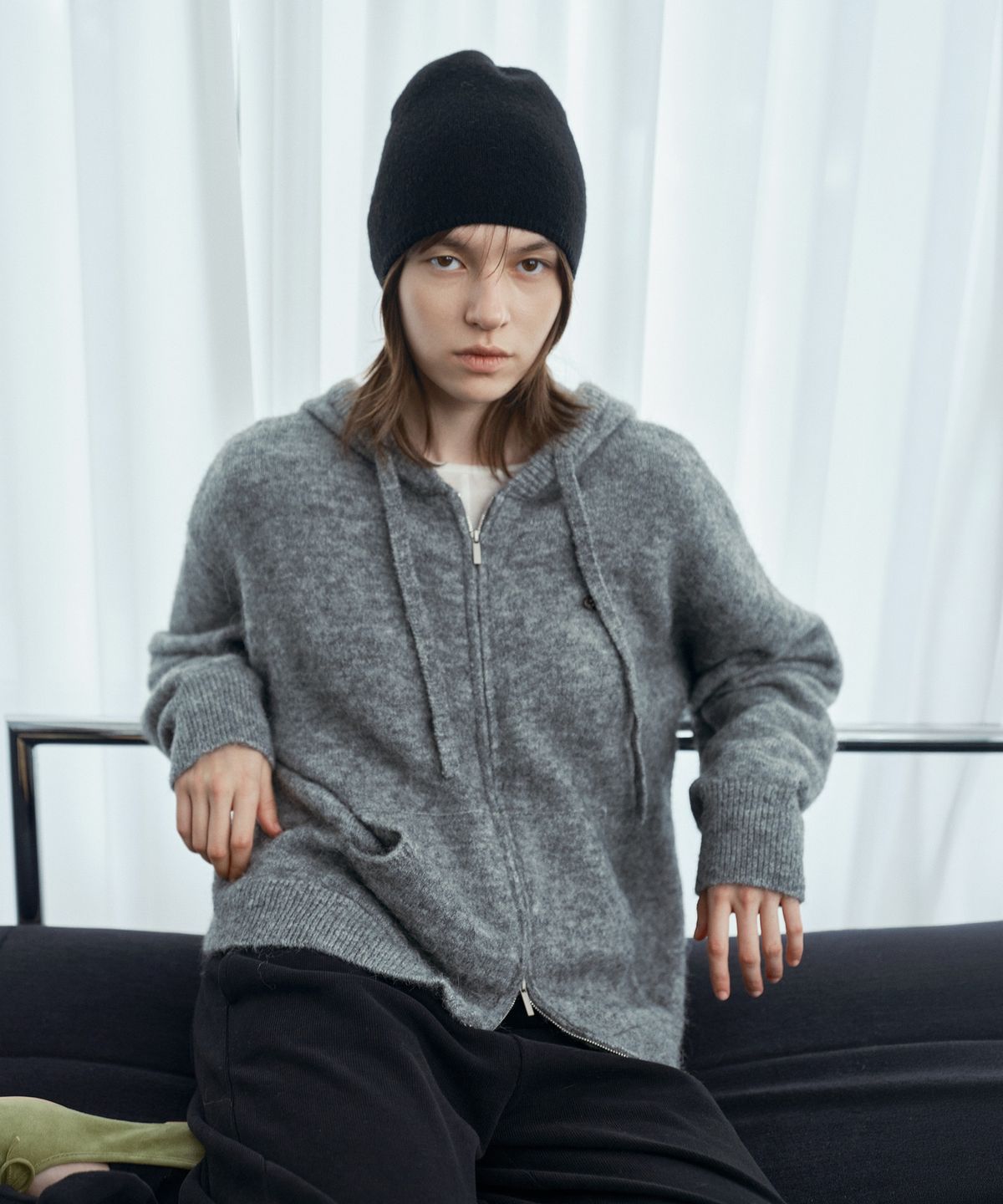 쥬시쥬디(JUCYJUDY) 알파카울블렌드후드니트집업 J1KT720E