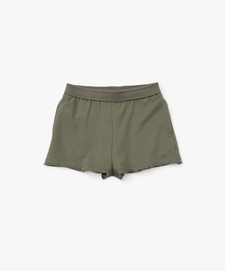 Cut Off Sweat Shorts_Khaki