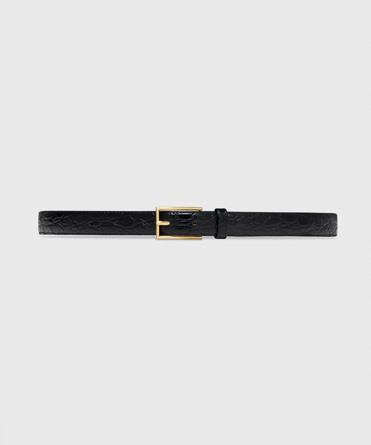 타일레(TAILLE) RECTANGLE BUCKLE BELT BLACK CROCO GOLD