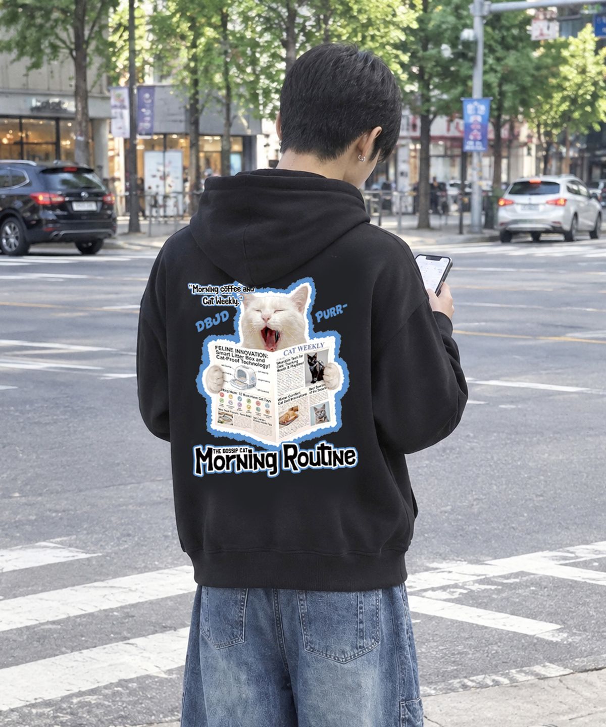 더블제이디(DOUBLE JD) 모닝 루틴 후드 티셔츠