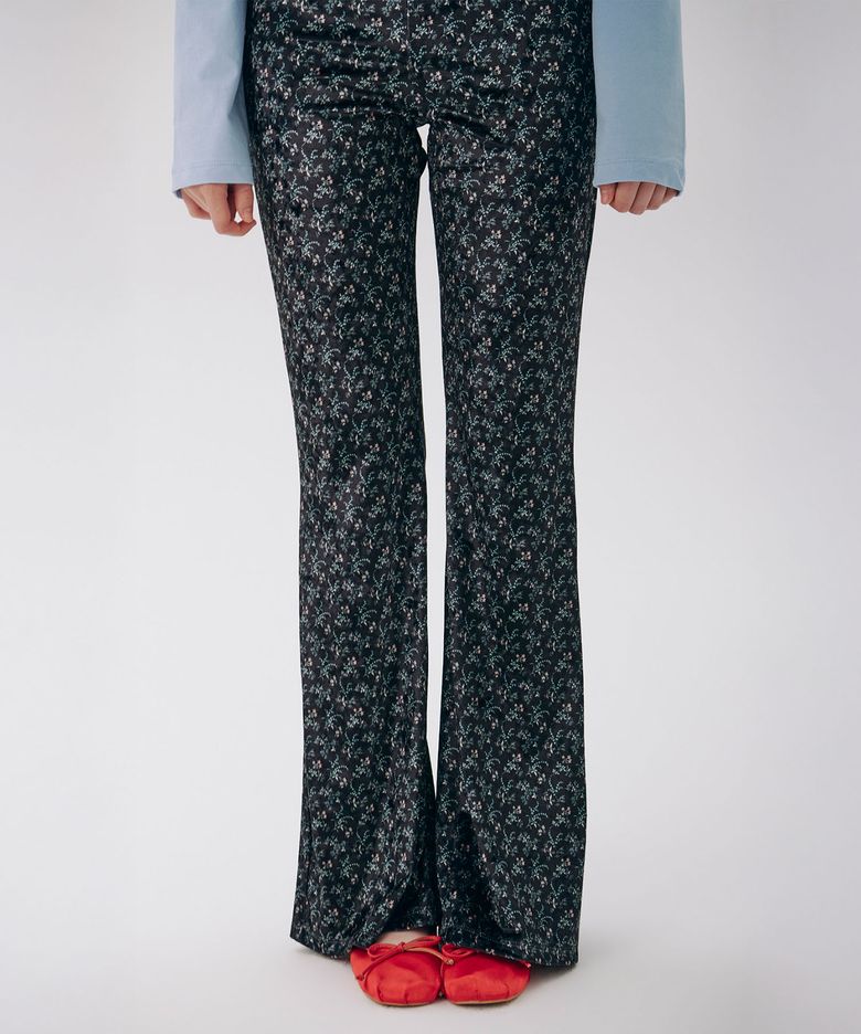 VOL17.Floral Bootcut Pants_Black