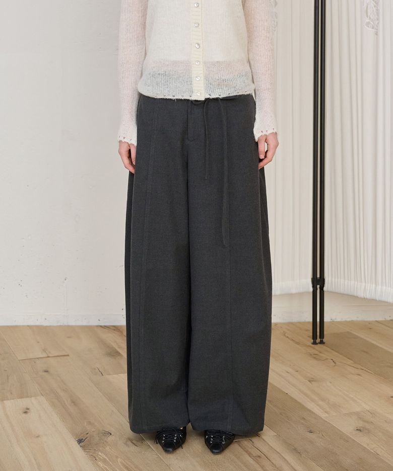 String Belt Wool Slacks_Charcoal Grey