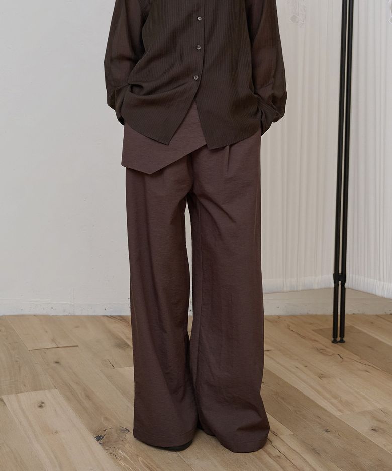 Layered Skirt Pants_Brown