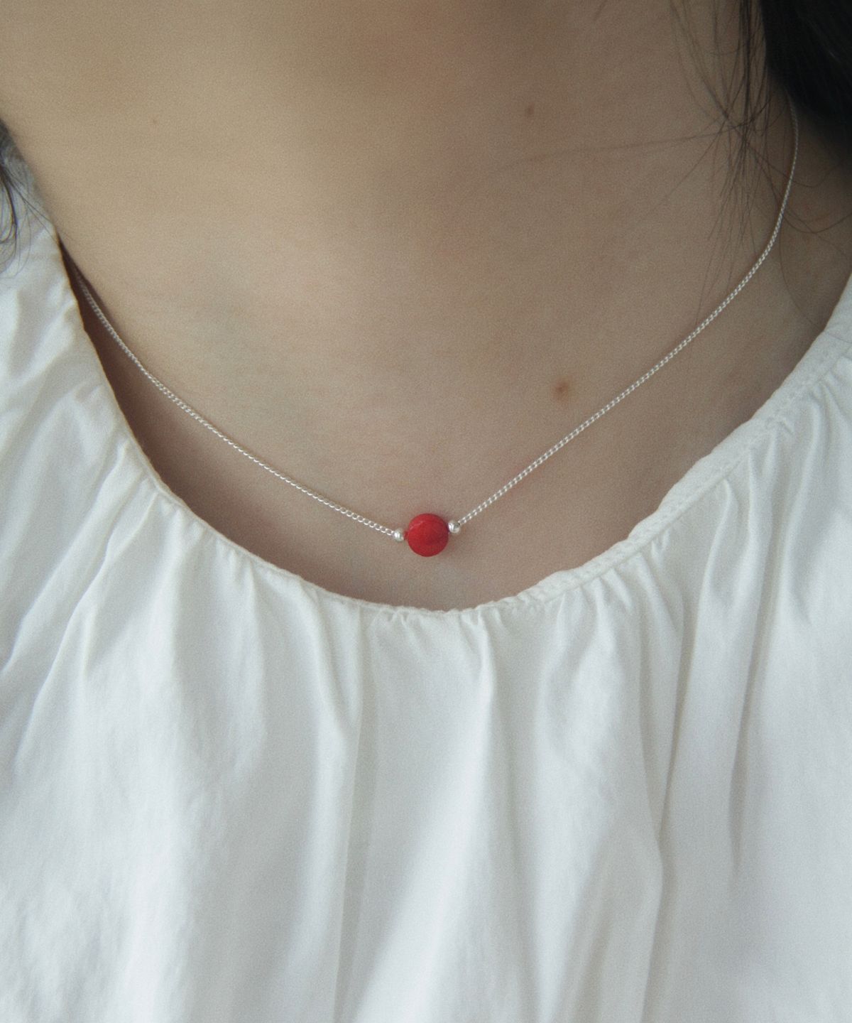 최창남메이드(CCNMADE) Coral Silverball Chain Necklace 산호 실버볼 체인 목걸이