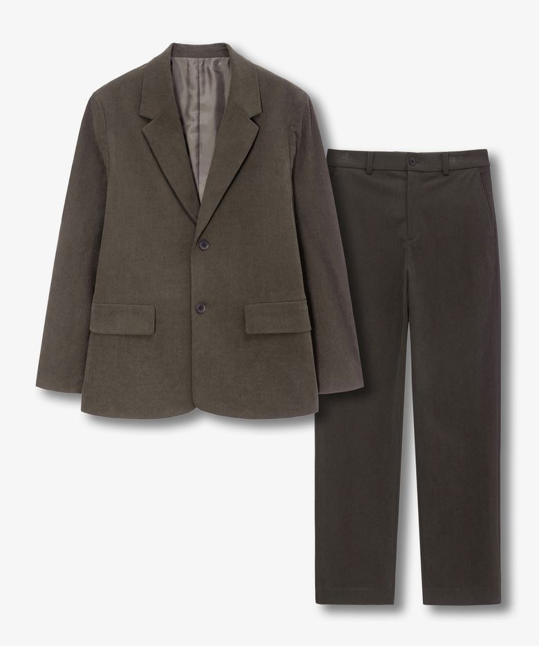 [SET][COUTURE]코듀로이 오버핏 싱글 자켓 셋업 카키 브라운